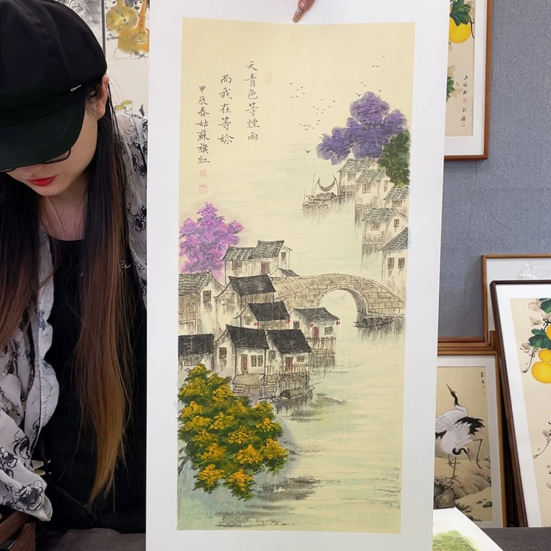幸***倍书法手绘带框尺寸：36*69