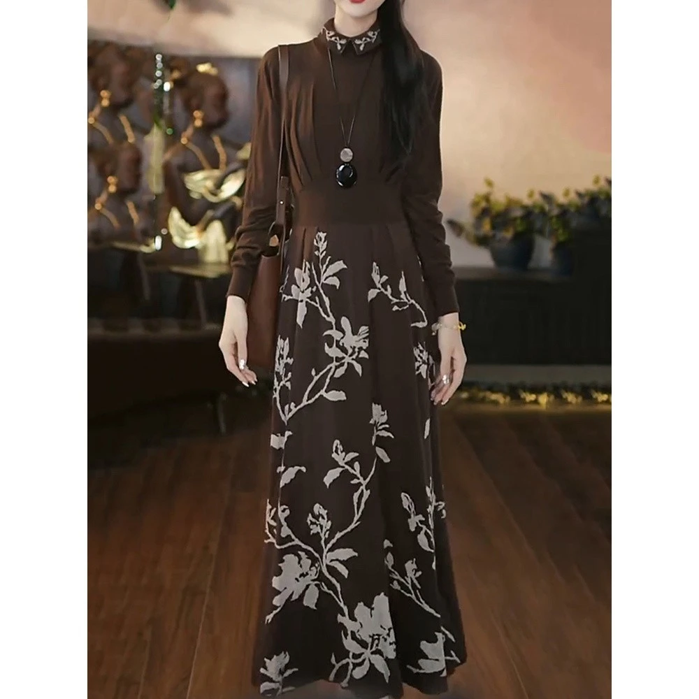 205秋冬新款高端时尚优雅套头气质法式修身显瘦针织毛衣连衣裙女