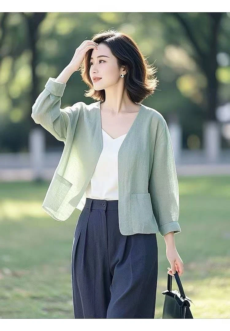 YOYOGALI 由由加莉 [高版本]轻薄棉麻纯色夏季披肩防晒开衫699