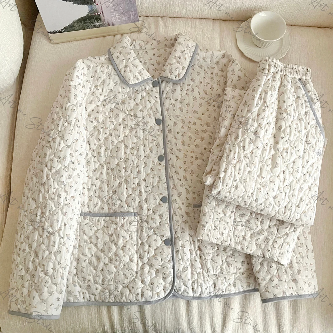 【ART ME】线下款小蓝碎花纹理松弛感家居睡衣套装w10013g2-2r