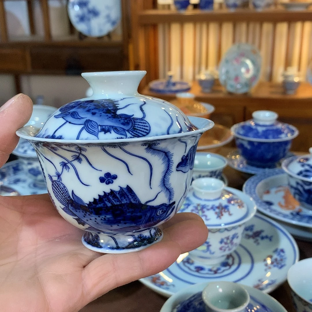 錡镇堂手工手绘盖碗