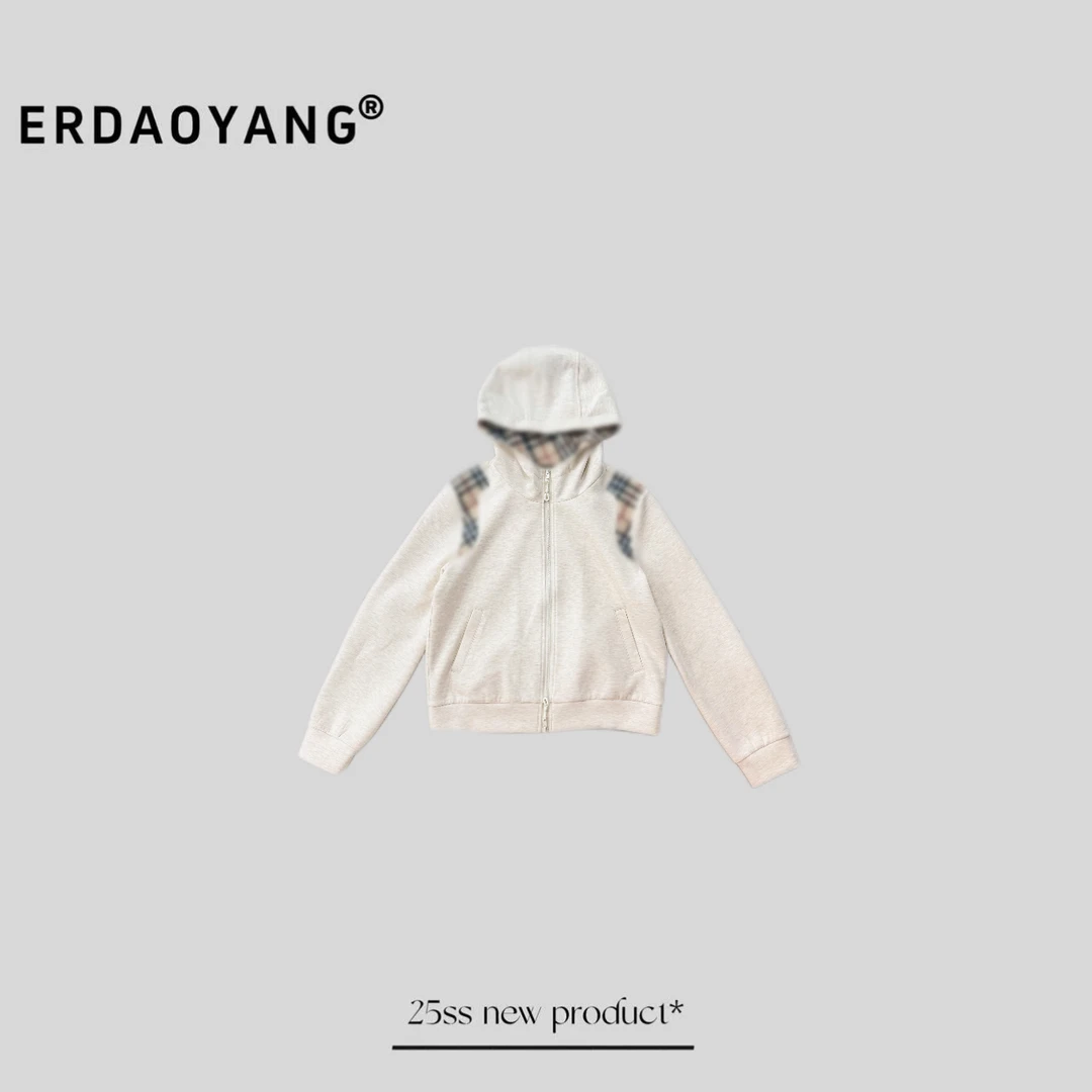 ERDAOYANG "收获的季节" 新款格纹拼接百搭连帽外套WTC089