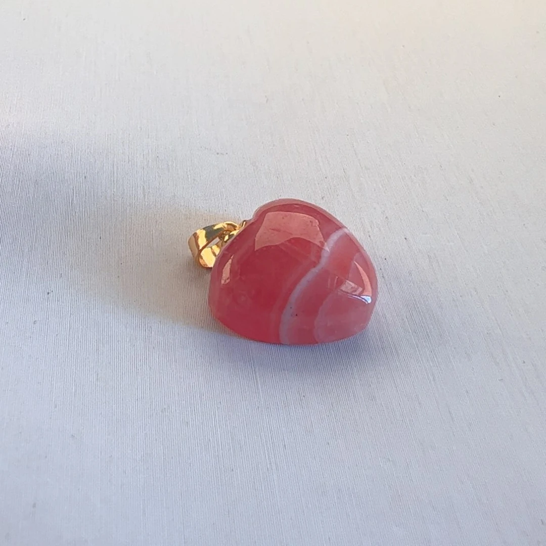 菱锰矿（红纹石）银S925镶嵌吊坠(不含链)