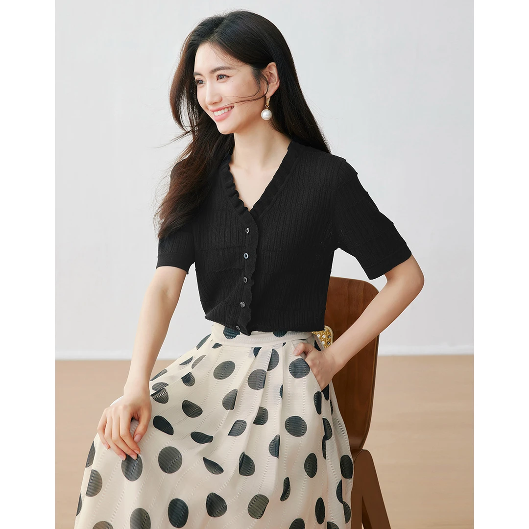 【林一专属】朗文斯汀时尚气质耳边设计款针织衫DTYZ4203D07134