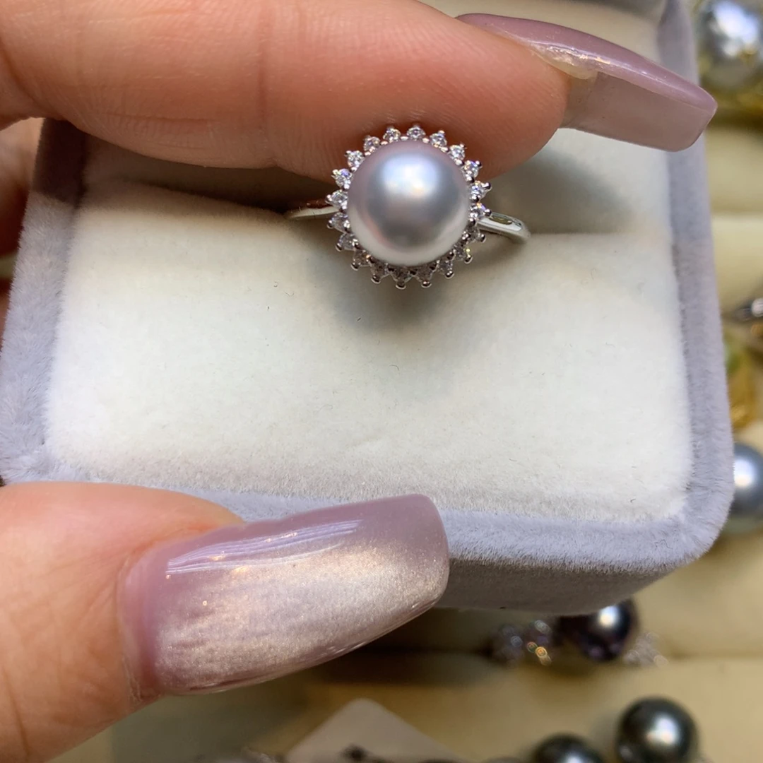 银S925镶嵌戒指海水珍珠