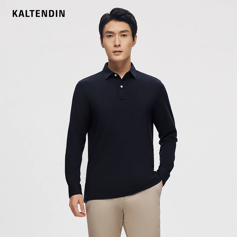 卡尔丹顿蜂巢珠地精梳棉POLO衫长袖翻领T恤男百搭休闲AD5S00501FA