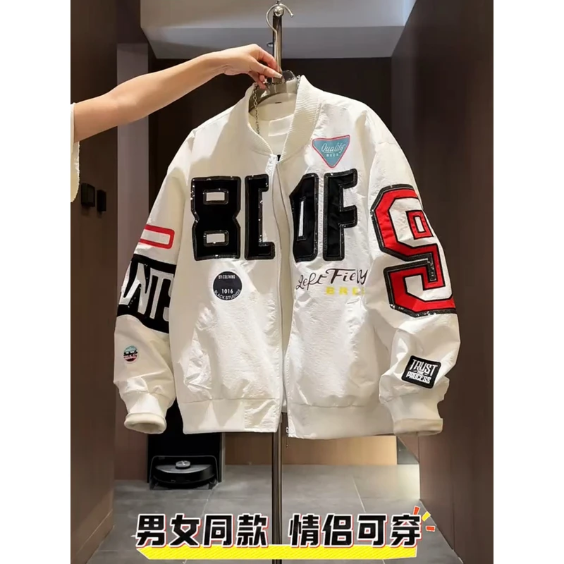 2025秋冬新款潮牌飞行棒球服休闲夹克男士美式重工刺绣棒球领外套