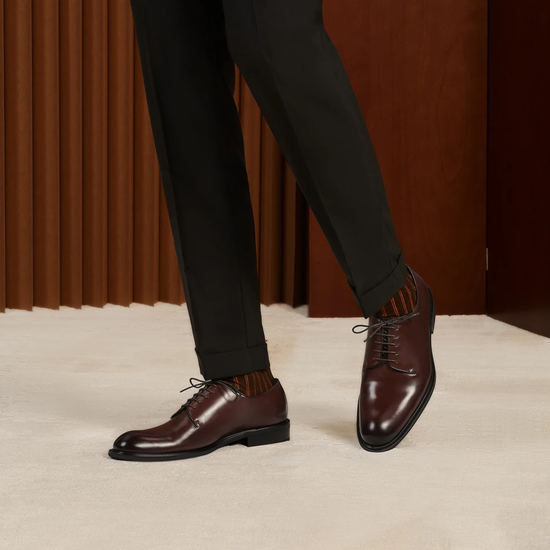 ThomWills2023新款皮鞋男士商务正装德比鞋男软底真皮结婚新郎鞋