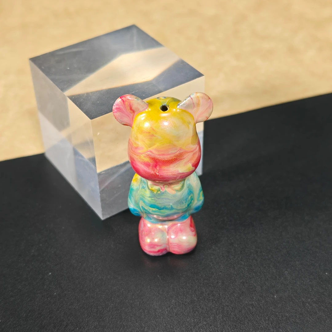 【薪传漆艺】非遗大漆 彩云砂小熊摆件站款 389