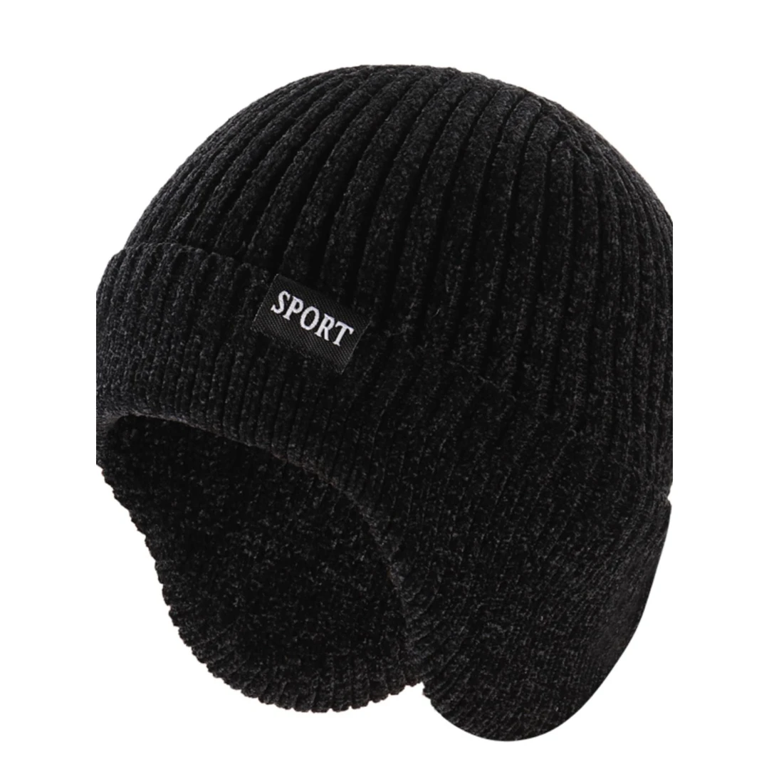 雪尼尔防风护耳帽加绒加厚男女通用户外骑行帽秋天冬季保暖针织帽