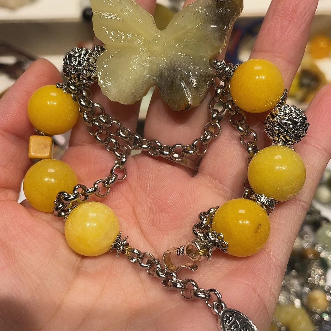 蛇纹石玉合金颈饰