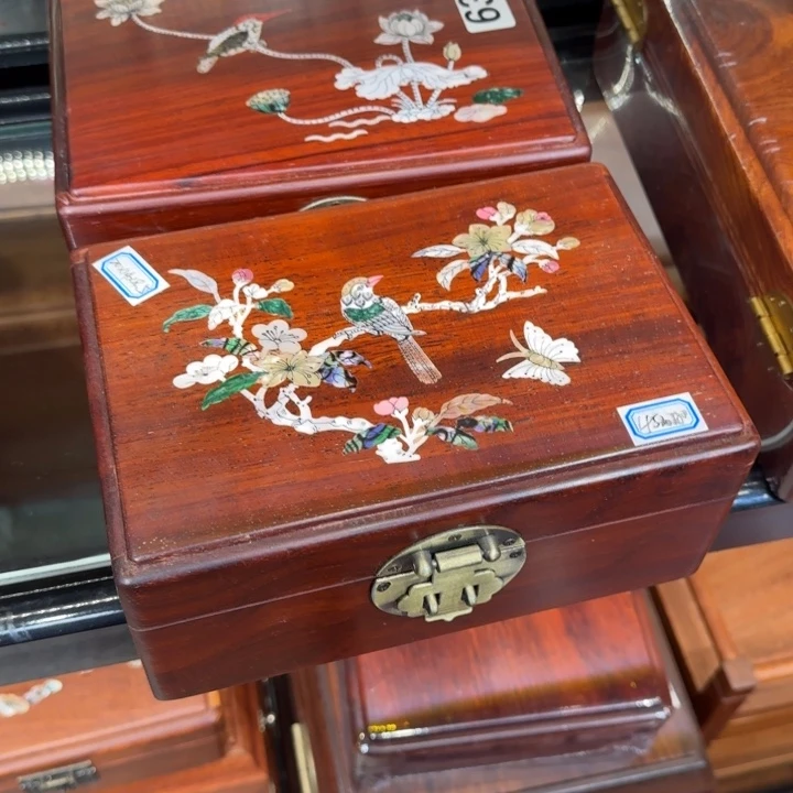 非洲紫檀（红花梨）红花梨镶嵌首饰盒20-14-8.5