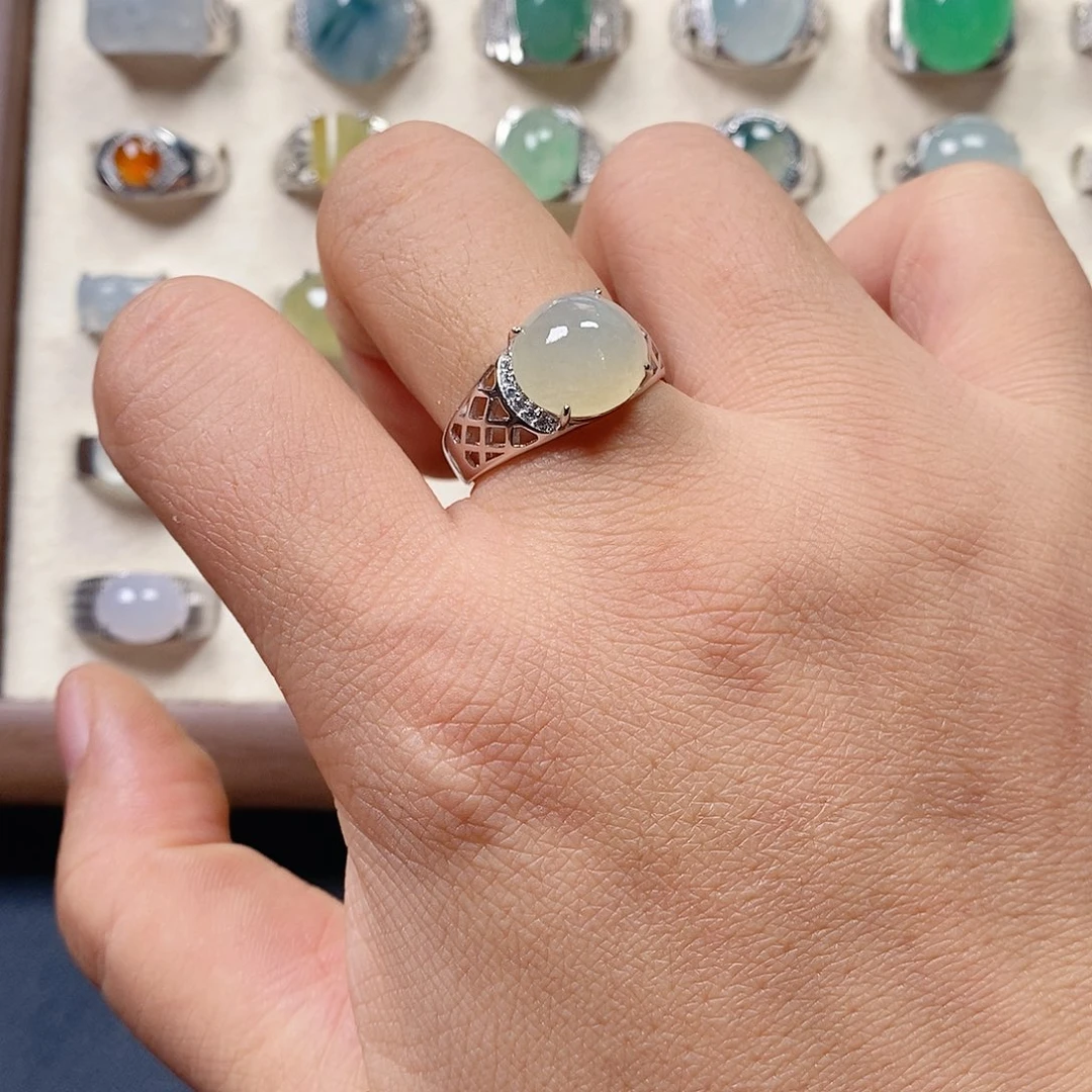 翡翠银S925镶嵌戒指