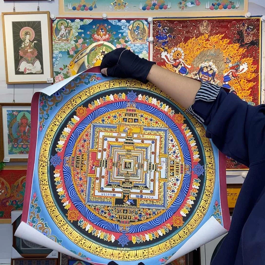 装裱画纯手绘唐卡50厘米左右坛城