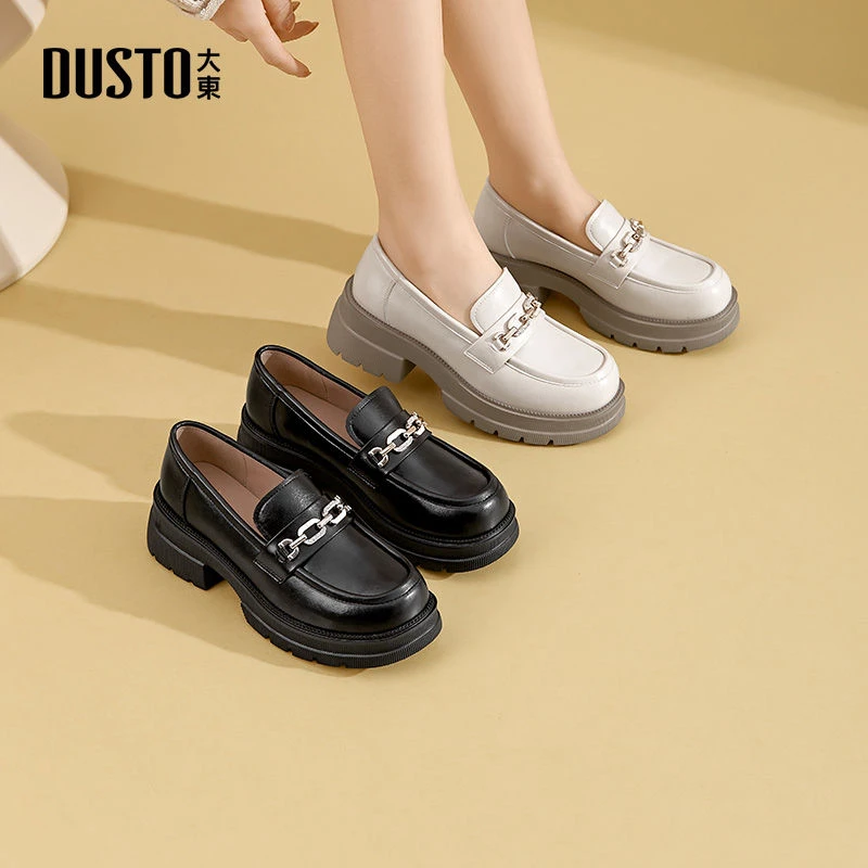 大东女鞋厚底乐福鞋2025春季新款英伦风小个子复古增高单鞋女0155