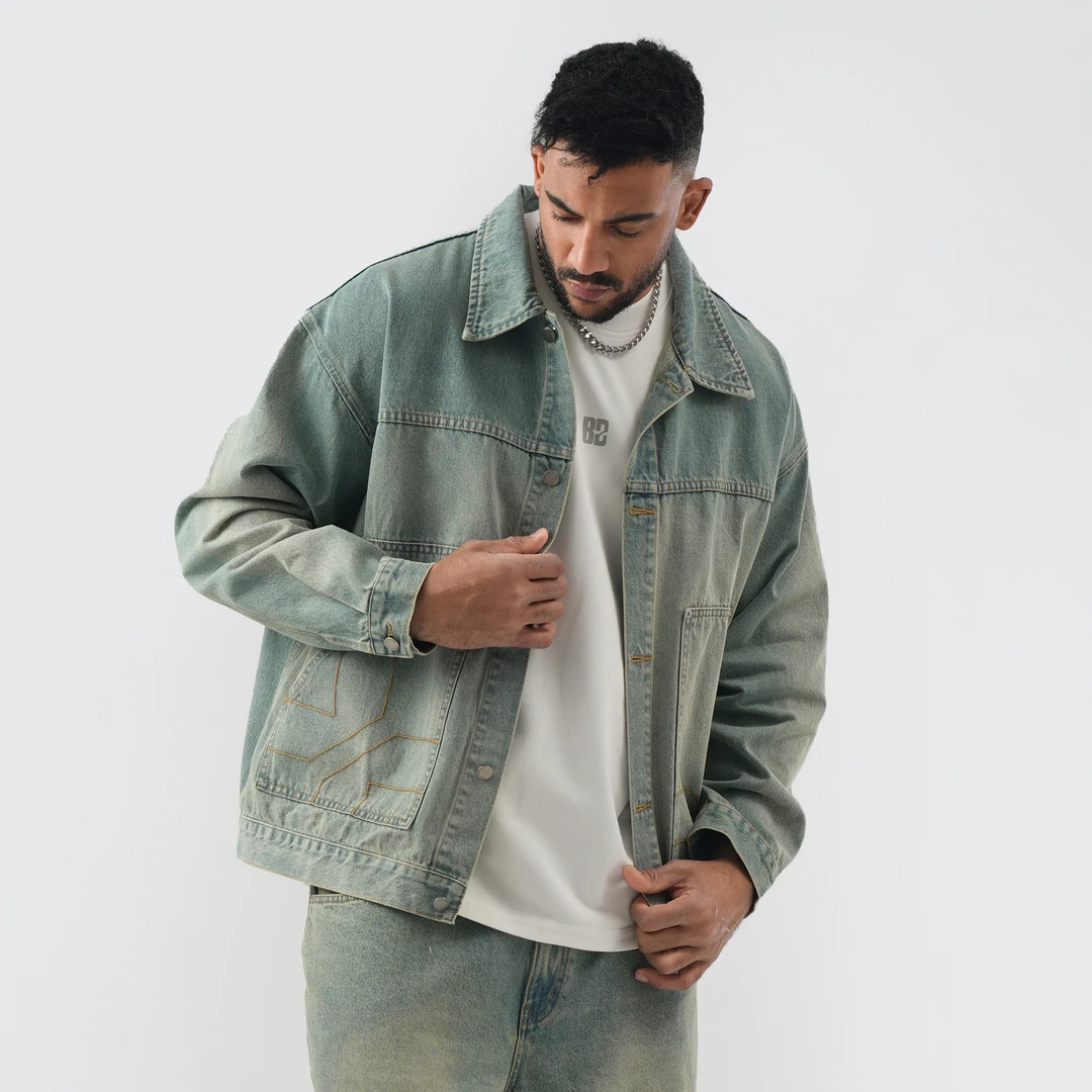 BD.POWER UP+春季牛仔外套夹克男做旧水洗美式复古外套高街上衣