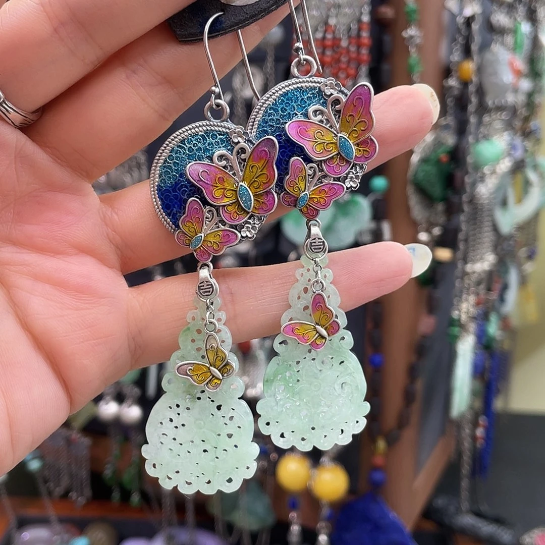 ****p翡翠银S925镶嵌耳饰485hjjh