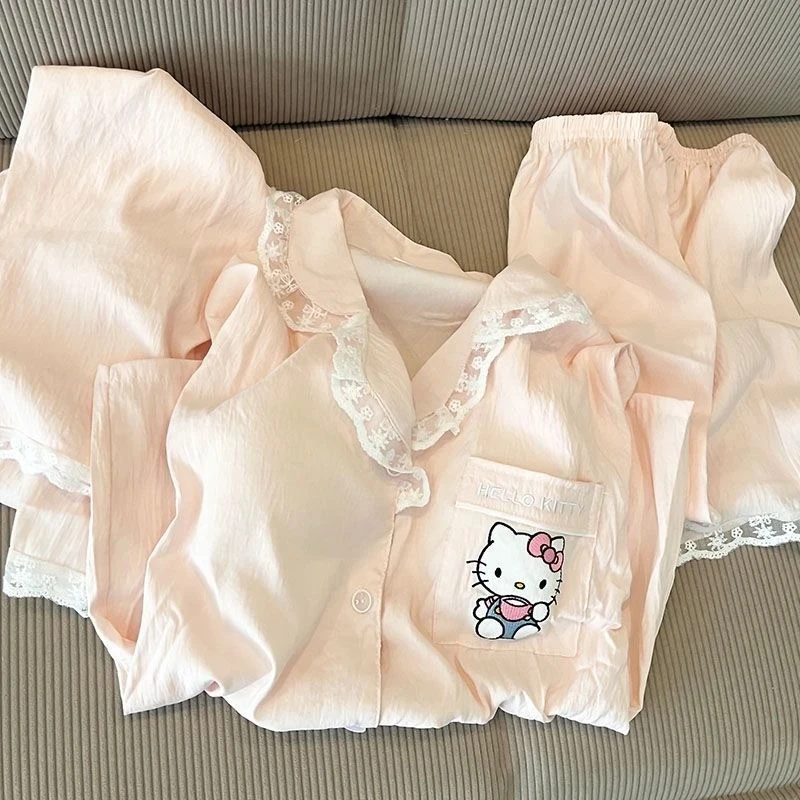 【拍一发三】带胸垫睡衣女可爱卡通短袖长裤云朵棉甜美少女生家居服