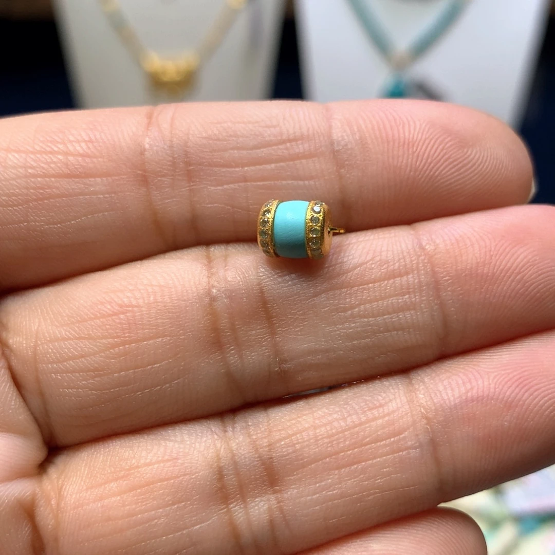 18K金镶嵌绿松石配饰6/7mm