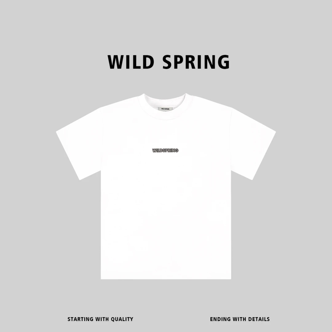WILD SPRING品牌 夏季纯棉字母烫图短袖圆领休闲简约T恤 63018#