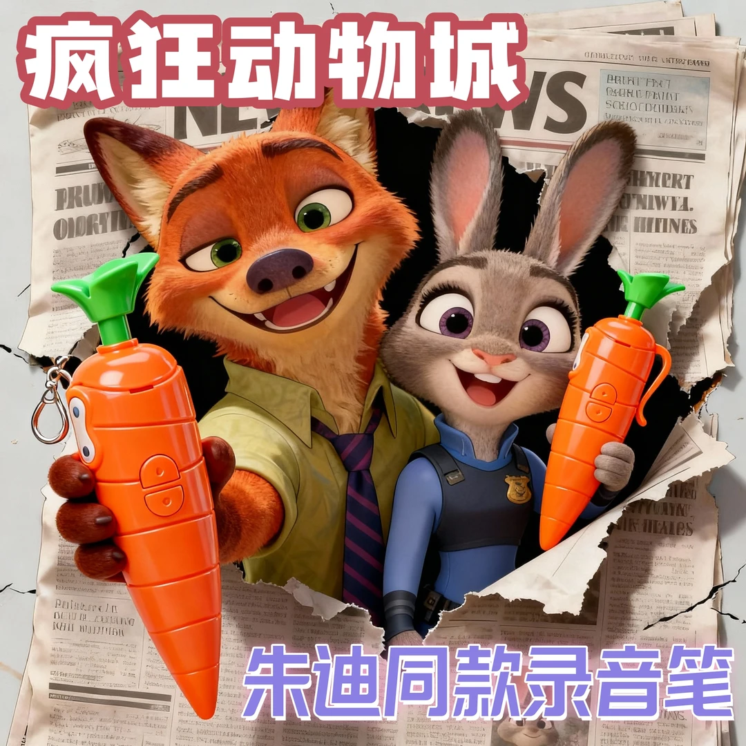 朱迪胡萝卜录音笔疯狂动物城兔子警官尼克周边玩具学生写字圆珠笔