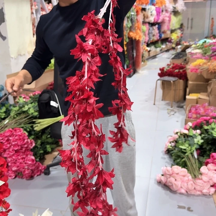 仿真3叉花条红色10条装
