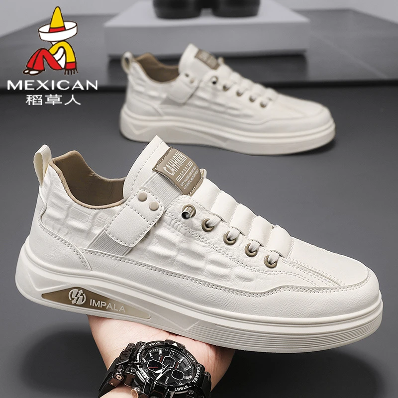 稻草人一脚蹬休闲男鞋冬季新款百搭防水防滑潮鞋男士户外小白板鞋