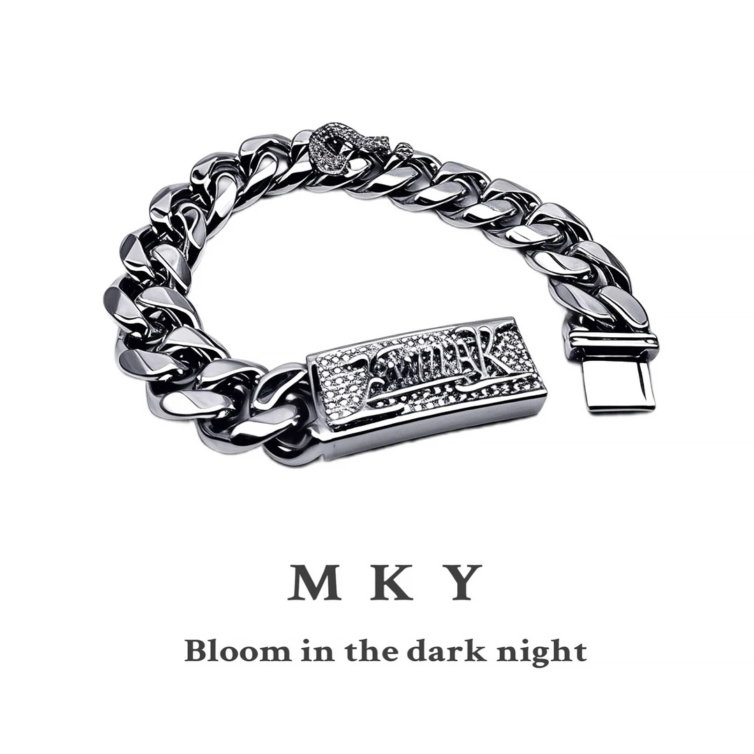 铜合金手镯 MKY/高级感可湿水扭片链手镯男女合金防锈EMO手链手环