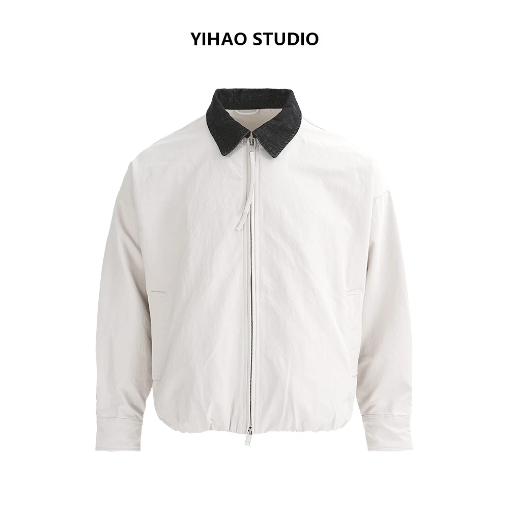 YIHAO STUDIO秋季男款高级休闲夹克时尚百搭宽松春秋翻领外套