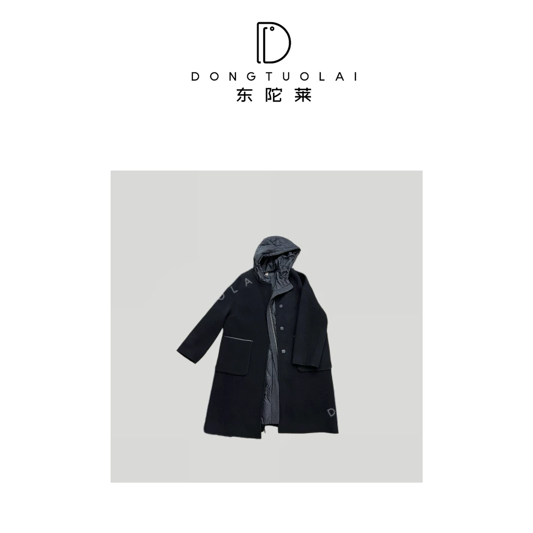 《木马》真两件套装中长款款舒适时尚休闲黑色秋冬保暖冬季百搭