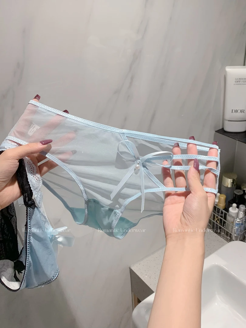 海盐冰萃*法式性感网纱蕾丝低腰三角裤