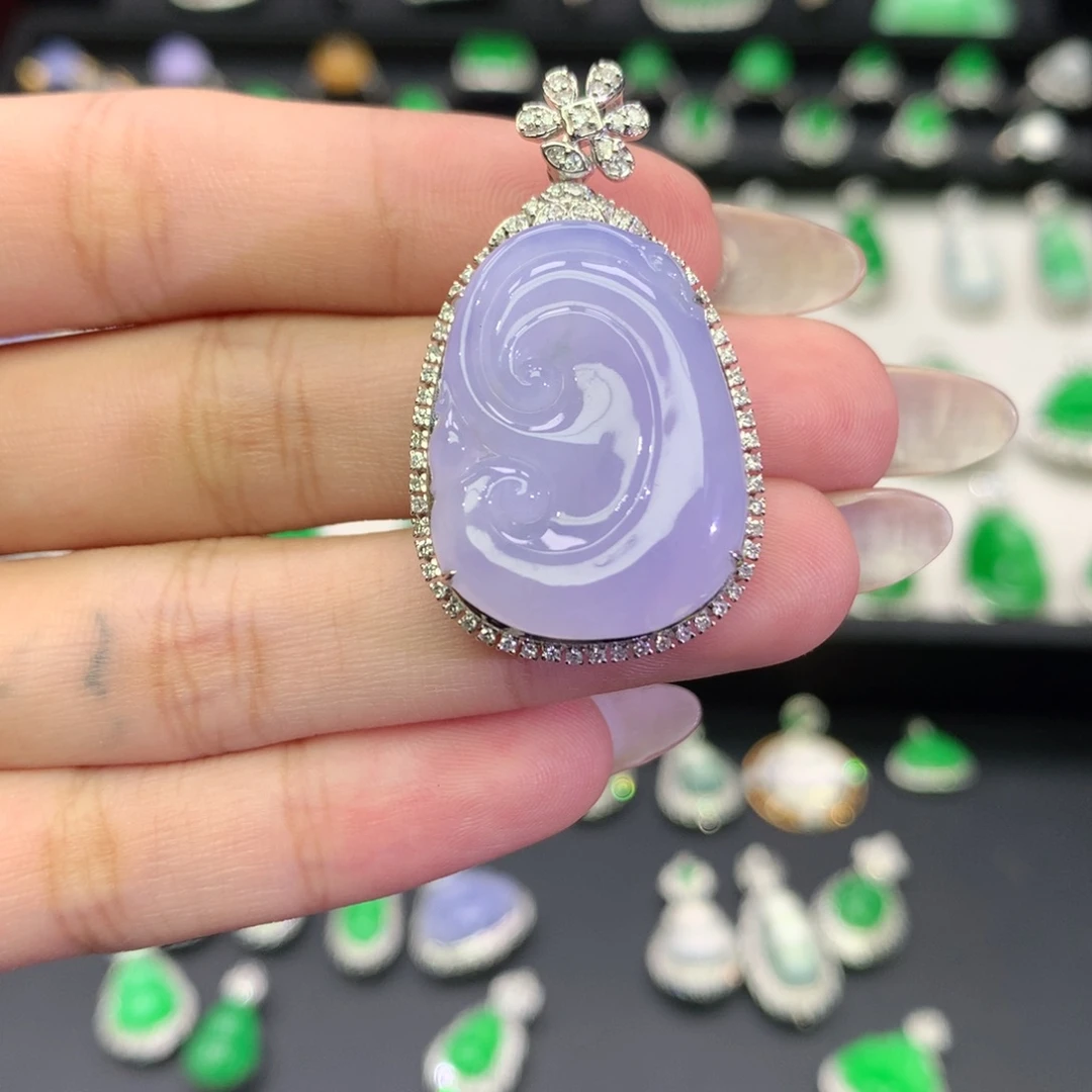 翡翠18K金镶嵌吊坠(不含链)