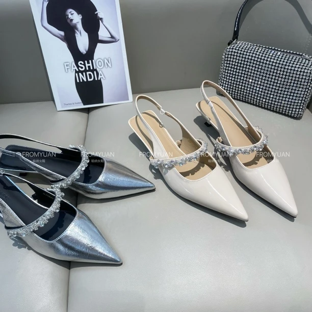 F6630-5时装凉鞋千金风女韩版夏季中跟女鞋百搭气质春夏法式低跟