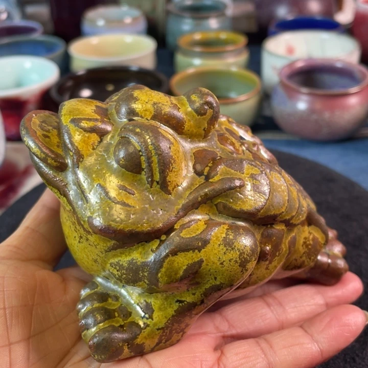 摆件钧瓷三足金蟾茶宠