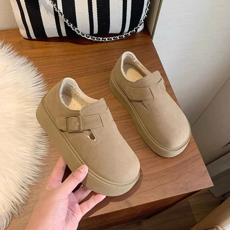 【宠粉尾单】6601-1松糕厚底全包博肯鞋女2024秋冬尾单加绒博肯鞋