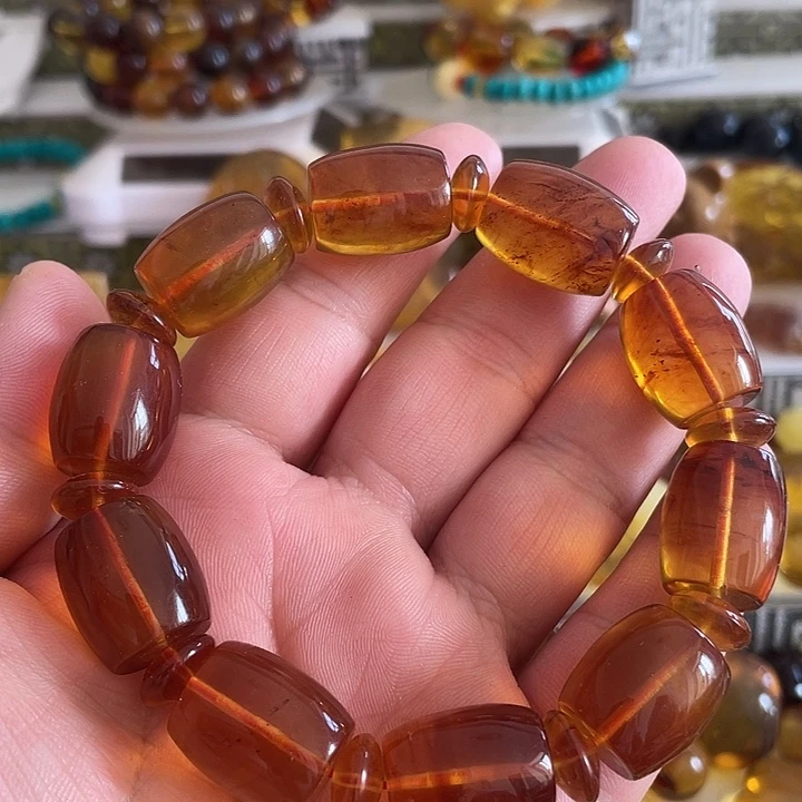 琥珀未镶嵌裸石手串