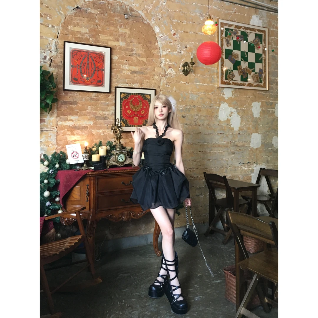 绘梨衣【蝴蝶教主】夏款“一裙三穿”纯欲显瘦重工蝴蝶结吊带连衣裙