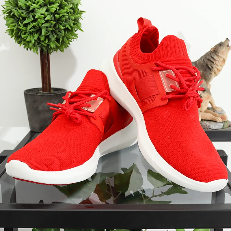 男鞋尾货红色透气春秋季节时尚潮流百搭运动休闲鞋