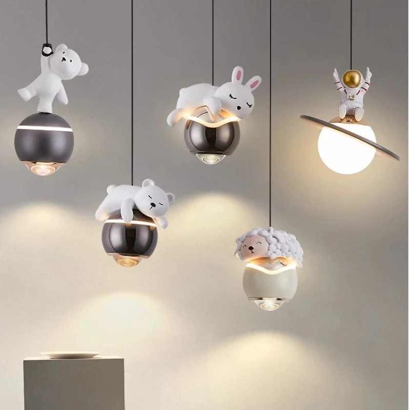 床头吊线灯儿童卡通卧室现代简约高级感可升降灯设计师网红小吊灯