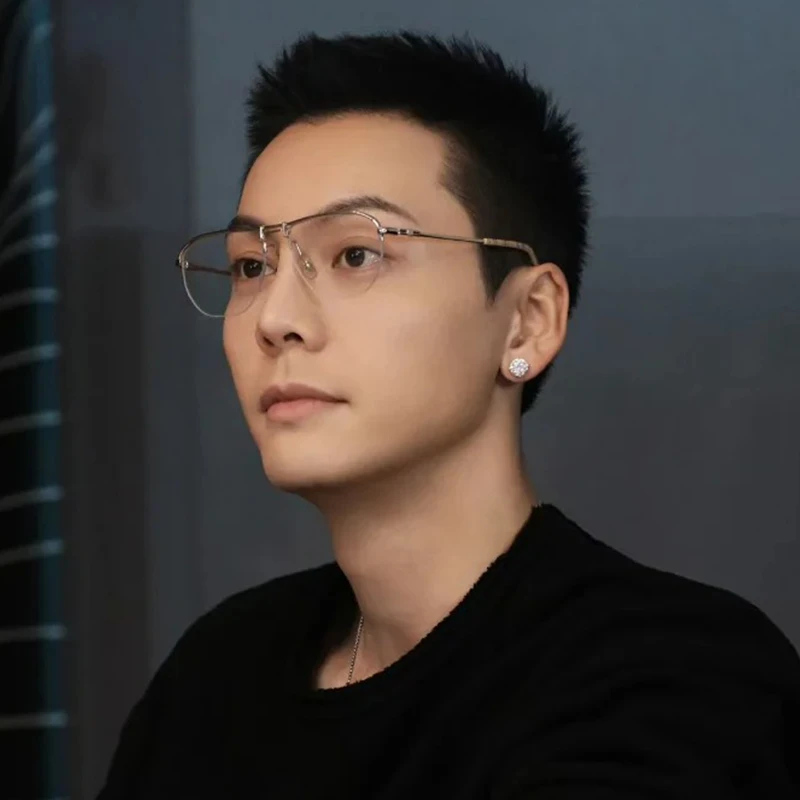 陈伟霆同款银半框眼镜男近视度数可配老钱风霸总斯文败类许我耀眼