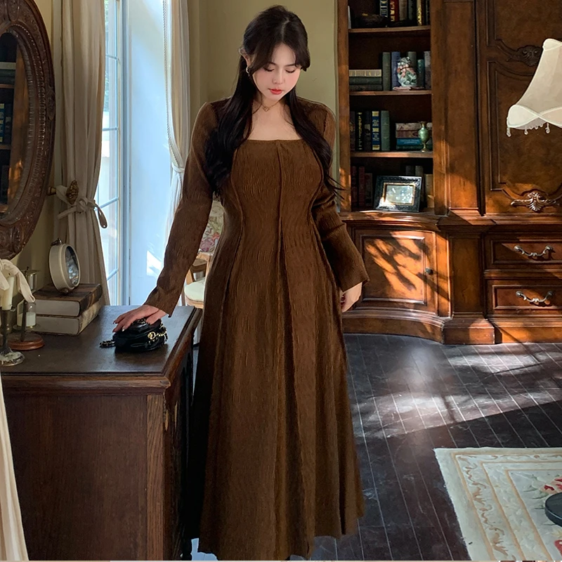 大码女装春季新款美拉德高级感显瘦连衣裙胖mm法式复古伞裙1794