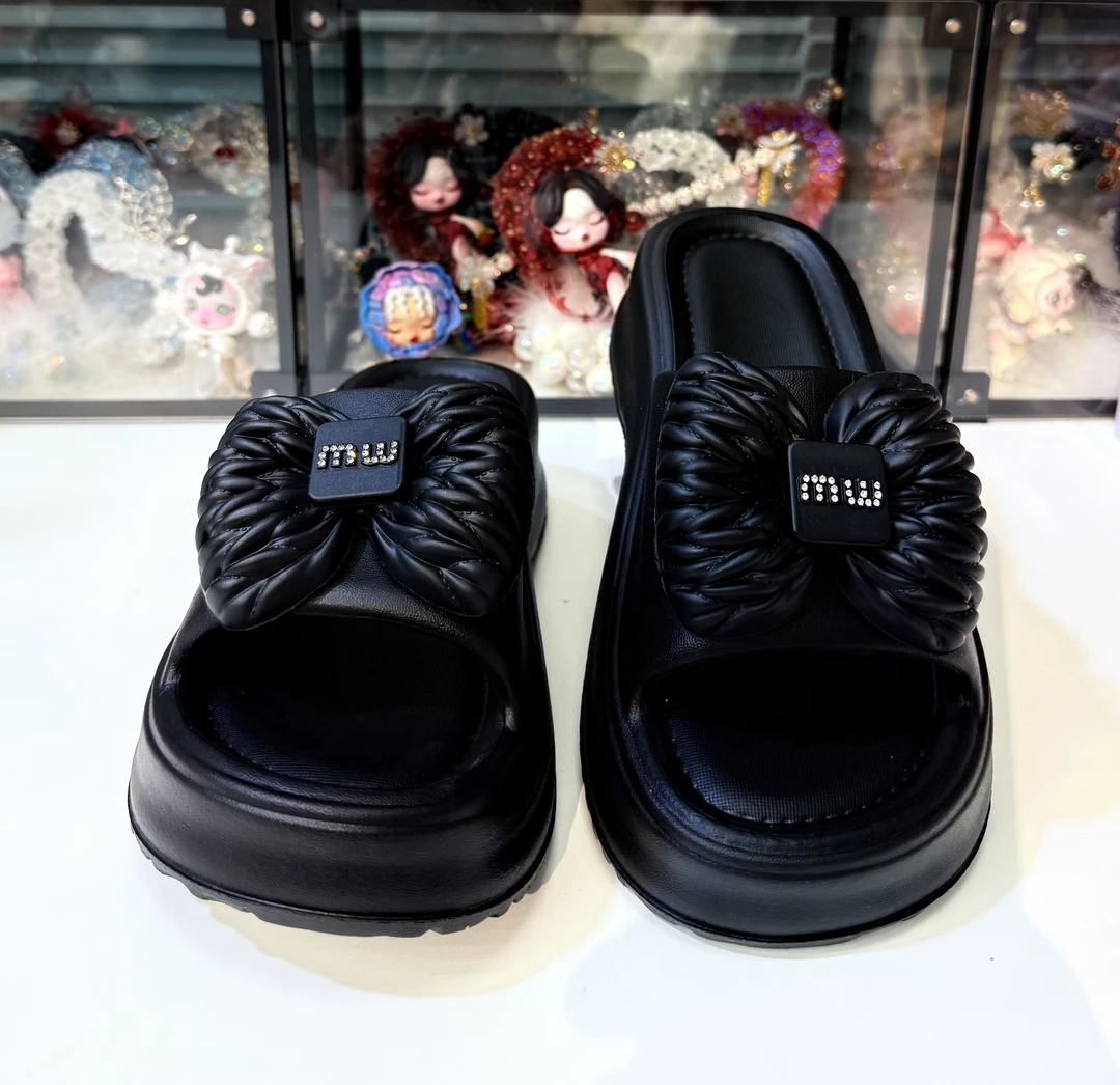 厚底拖鞋女2025新款时尚蝴蝶结增高防滑百搭软底夏季居家外穿凉鞋