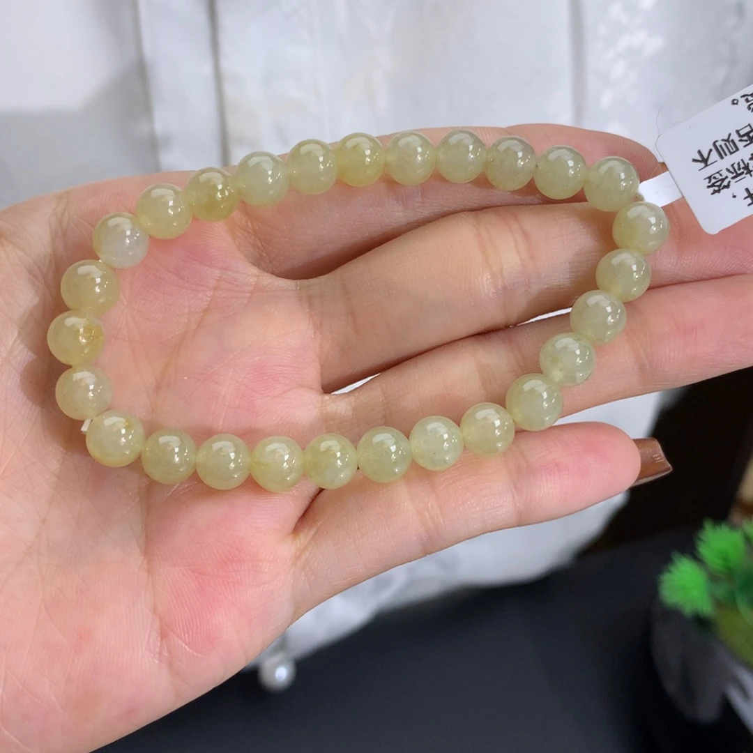 未镶嵌手串翡翠卡6.6胶润黄翡手串