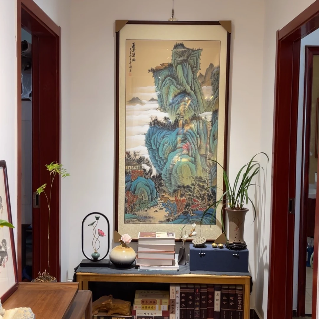 国画夏景清幽四尺成品画框