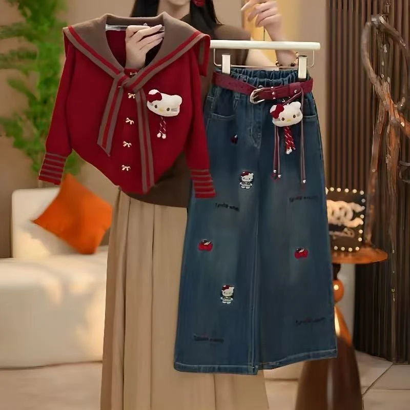 女童牛仔裤2025新款春秋洋气时髦宽松阔腿裤子秋季儿童长裤中大童