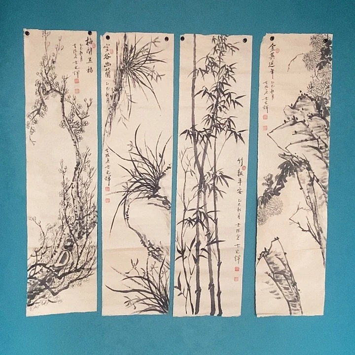 国画曹光辉老师四尺对开梅兰竹菊