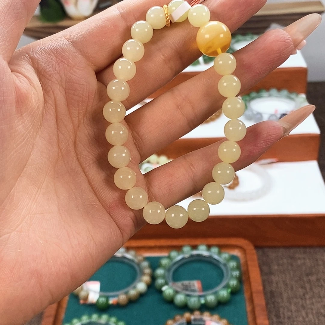 手链未镶嵌和田玉黄口卡6m m