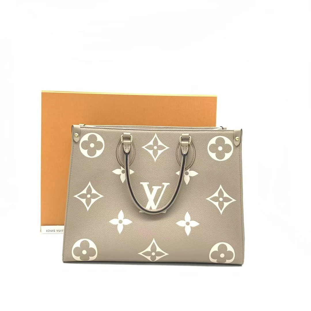 99新 LouisVuitton/路易威登 【安则专属】大象灰中号onthego托特包
