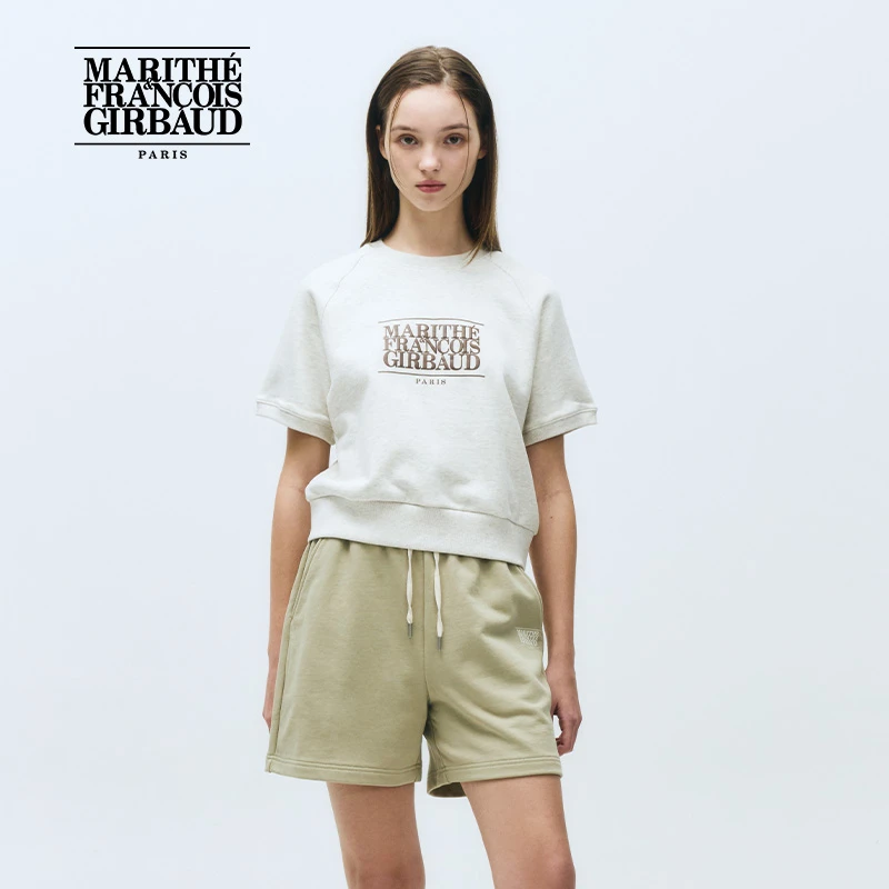 MARITHE短袖卫衣短裤 潮流女士经典LOGO休闲上衣裤子MFG45USW104
