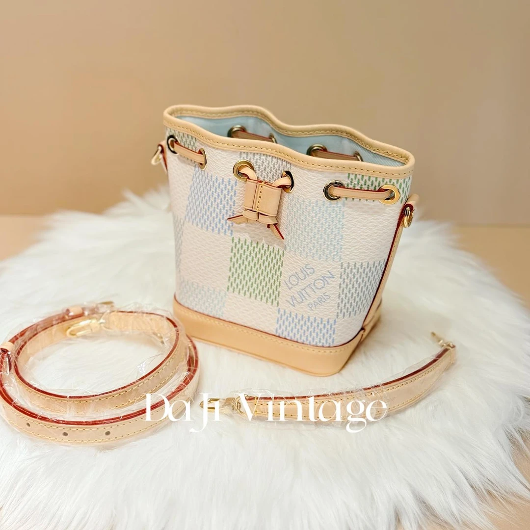 大吉中古/LV帆布拼皮拼色nanonoe斜挎包